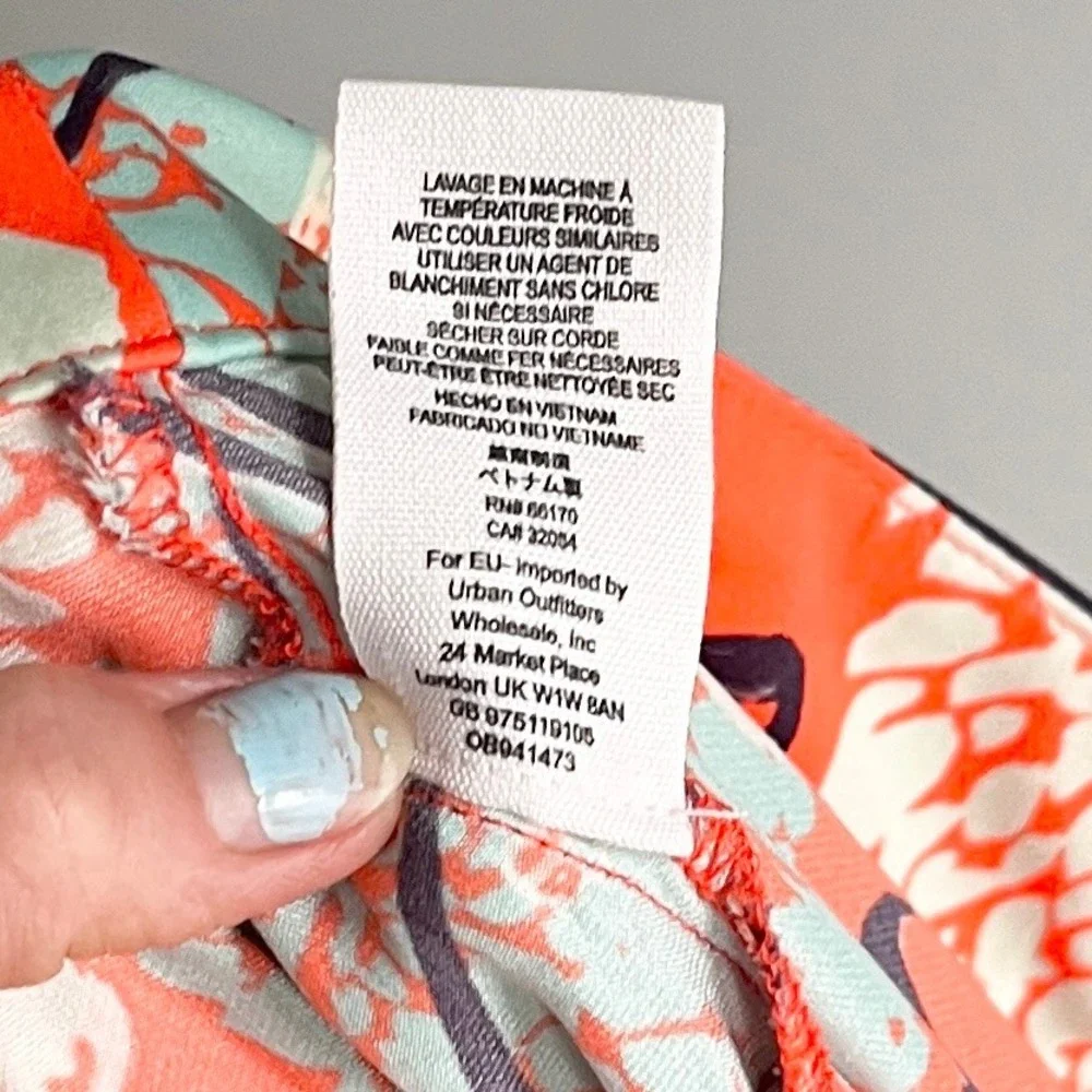 Free People‎ Sammy Button Down Maxi Skirt Orange White Front Slit Size 2